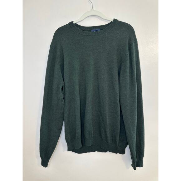 Brooks Brothers Mens Strech Hunter Green Merino Wool Blend Crew Sweater Large - Picture 1 of 6